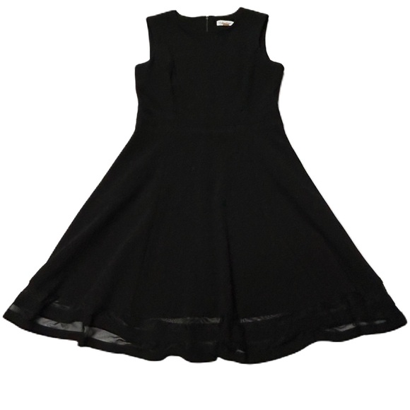 Calvin Klein Midi Dress Womens Size 10 Round Neck Sleeveless Sheer Ruffle Black - Picture 6 of 12